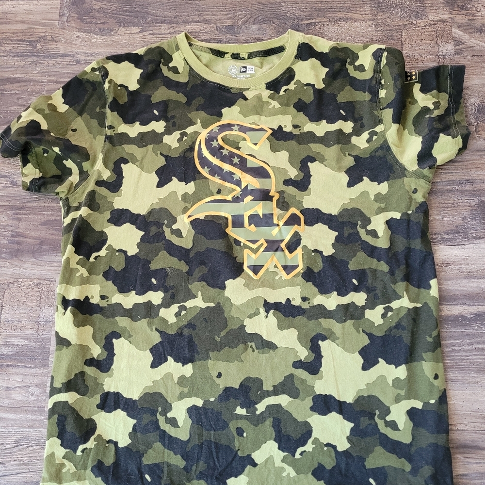 New Era Armed forces camo MLB Chicago White Sox T Shirt Sz XL. Euc